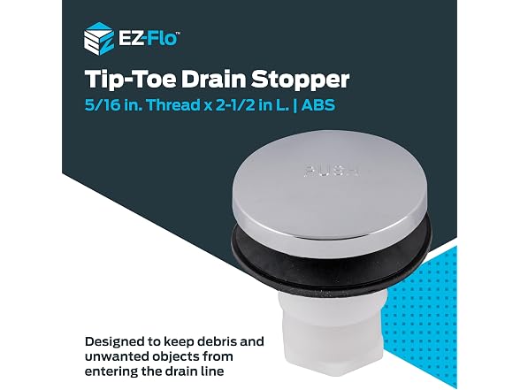 EZ-FLO ABS Tip-Toe Drain Stopper with Rubber Seal
