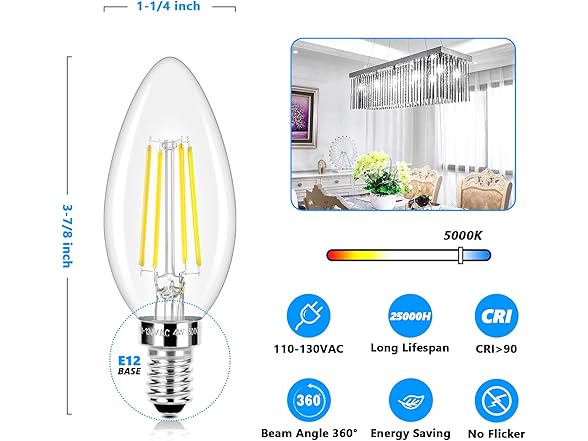 Brightever LED Candle Bulbs 40W Equivalent 10Pk