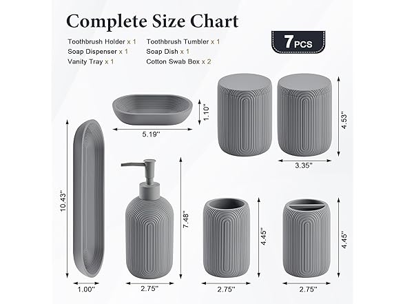 Z ZONAMA Grey Resin Bathroom Set