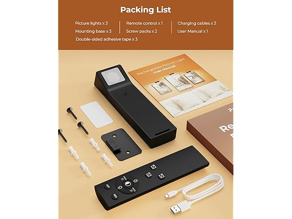 3 Pack Picture Lights for Wall