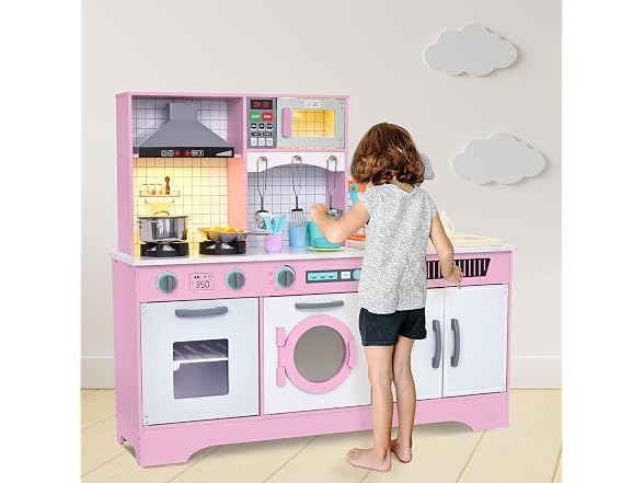 Wide Kitchen Set with Laundry Pink