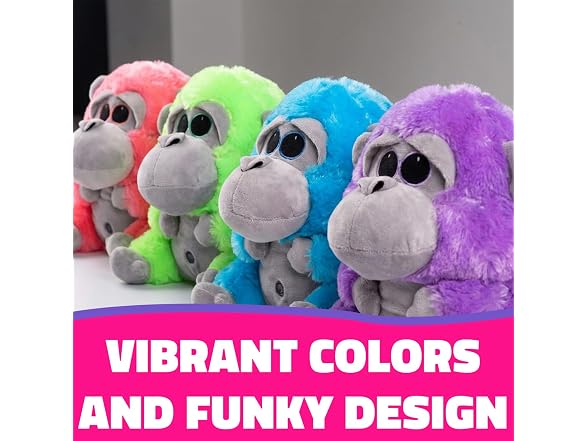 Assorted Neon Funky Monkey Plush Toy - 10" (1 Pc.)