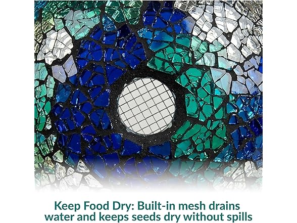 Sunnydaze 10-Inch Glass Mosaic Hanging Bird Feeder