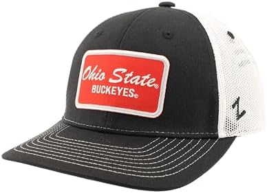 ZHATS Standard NCAA Officially Licensed Trucker Hat Dakota Patch Brick Black White, ,Ohio State Buckeyes