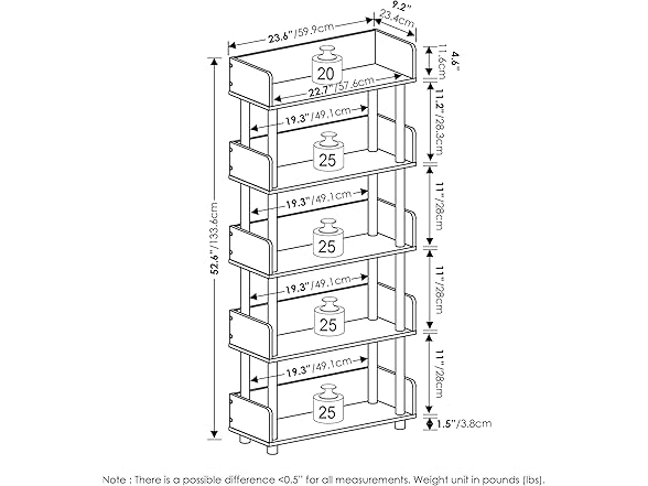 Furinno 5-Tier Display Oak/Black