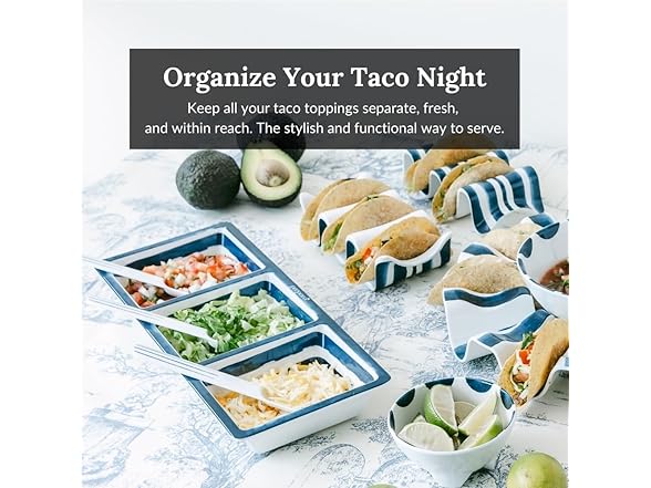 Prepara Coastal Stripe 3-Section Tray, Blue/White