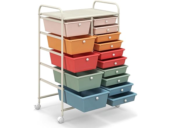 LUARANE Rolling Cart with 15 Drawers