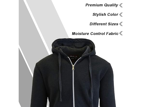 Mens Full Zip Fleece Hooded Sweatshirt