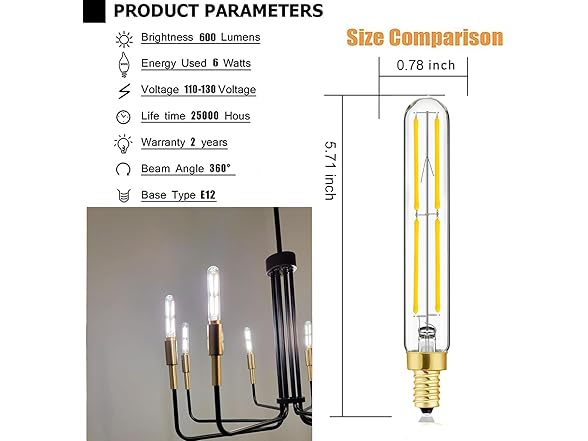 Dimmable E12 Light Bulb 60 Watt Daylight 4000K 6 Pack