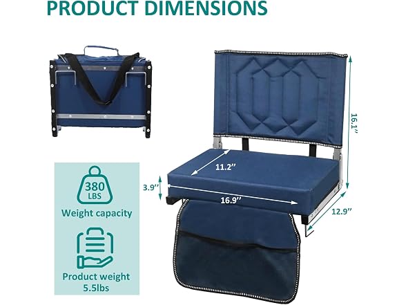 Stadium Seats with Back Support, 2 Pack