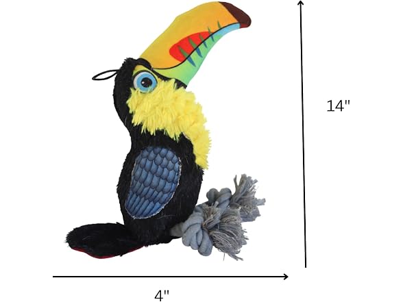 Ruffian Bird Toucan Plush Squeaker Dog Pull Chew Toy