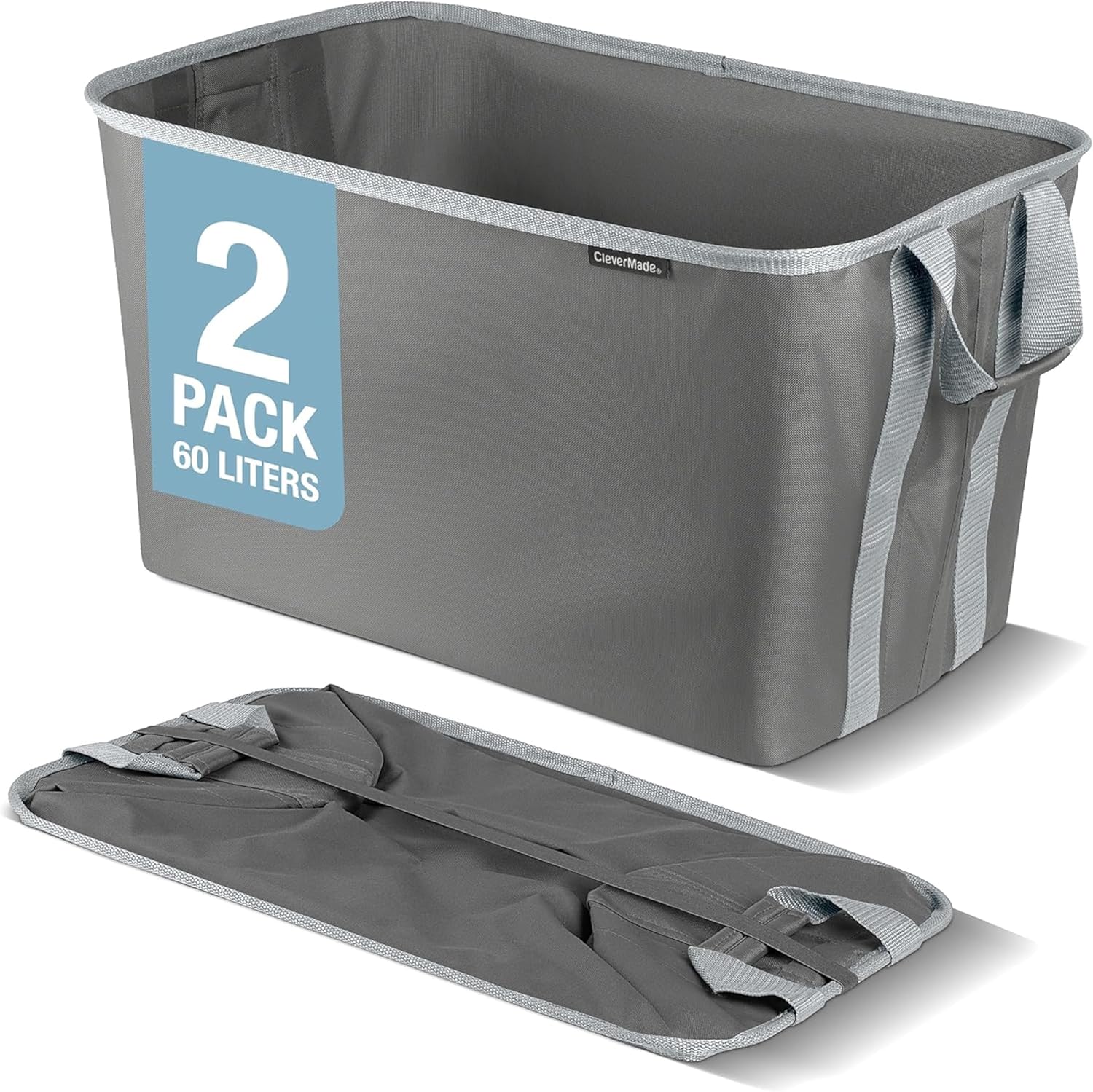 CleverMade Collapsible Laundry Basket -2-Pk 60L - Gallery 9