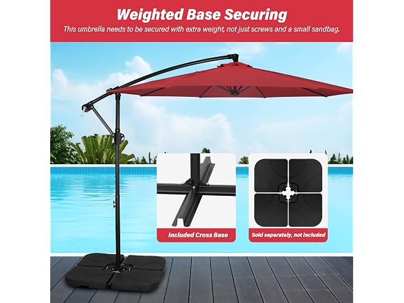 HealSmart 10ft Offset Hanging Patio Umbrella Cantilever