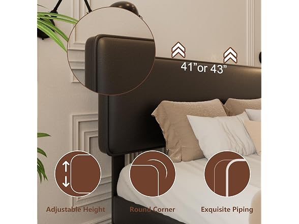HAOARA Queen PU Leather Bed - Black