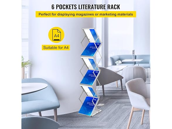 VEVOR Foldable Magazine Display Rack, 6