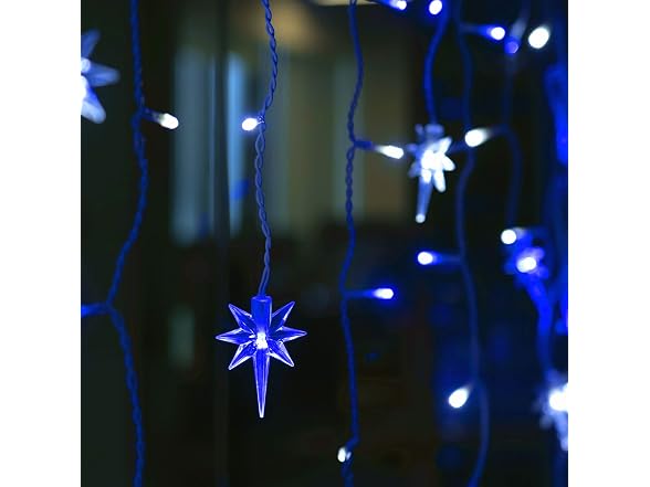 Twinkle Star Iciclelights with Star, Outdoor Cur