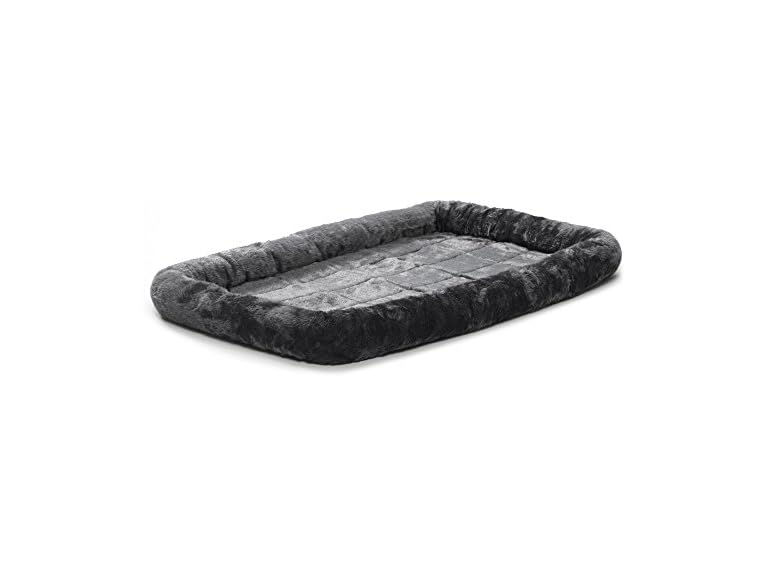New World Dog Bed – Gray Faux Fur Bolster, Ultra-Soft and Machine Washable, Fits 48-Inch Crates and Carriers, for Extra-Large Sized Breeds