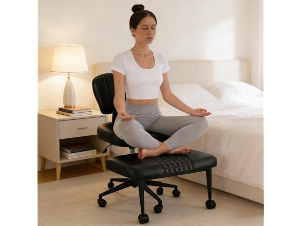 Ergonomic Cross Legged Office Chair Black