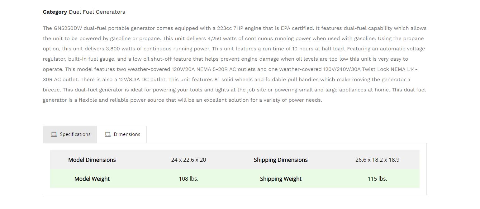 Green Power GN5250DW 5250watt Dual Fuel Generator - Gallery 20