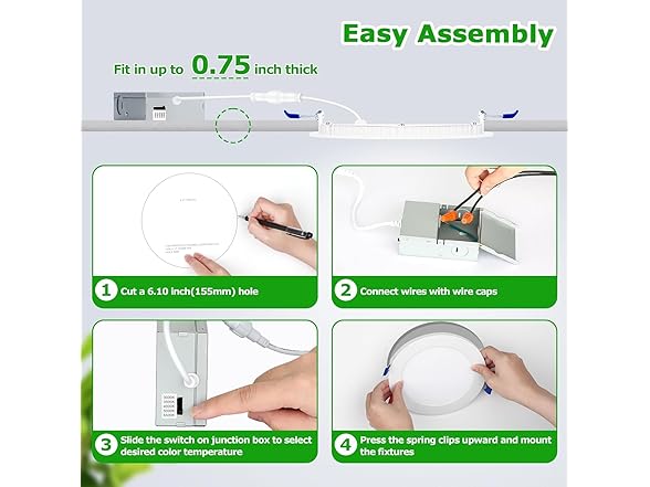 Yochoice 12 Pack 6 Inch 5CCT Ultra-Thin LED Lights