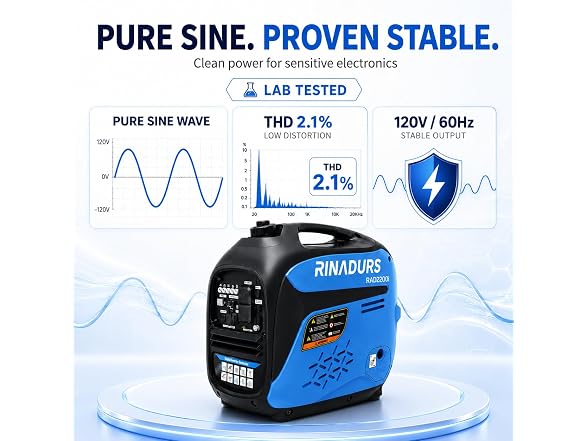 RINADURS Gas Powered Backup Generator 3500W