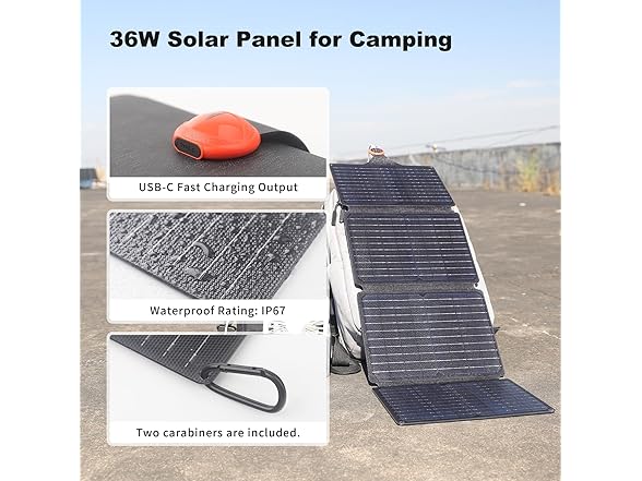 36W Portable Solar Panel USB-C Output - Gallery 5