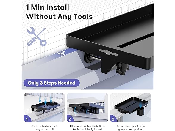 AUZONIMICS Bedside Table Shelf