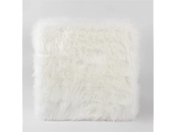 HomePop Faux Fur Square Stool