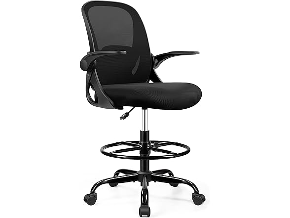 Drafting Chair Tall Office Chair with Flip-up Armrests, Adju (Open Box)