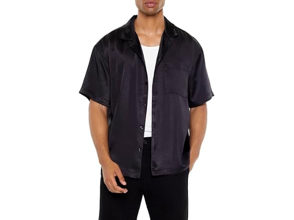 Forever 21 (L) Satin Chain-Stitched Shirt
