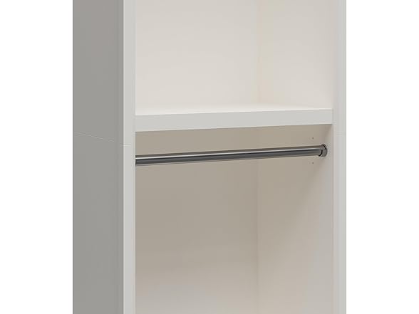 Systembuild Evolution Luxe 2-Shelf Double Clothing Rod Closet Tower, Ivory Oak