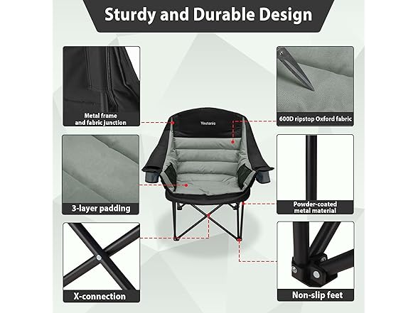 Oversized Camping Chair - 400lb Capacity
