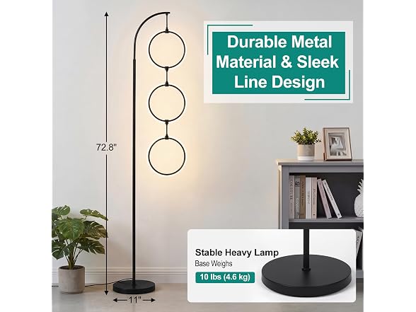 Bairth Black 3-Light LED Floor Lamp