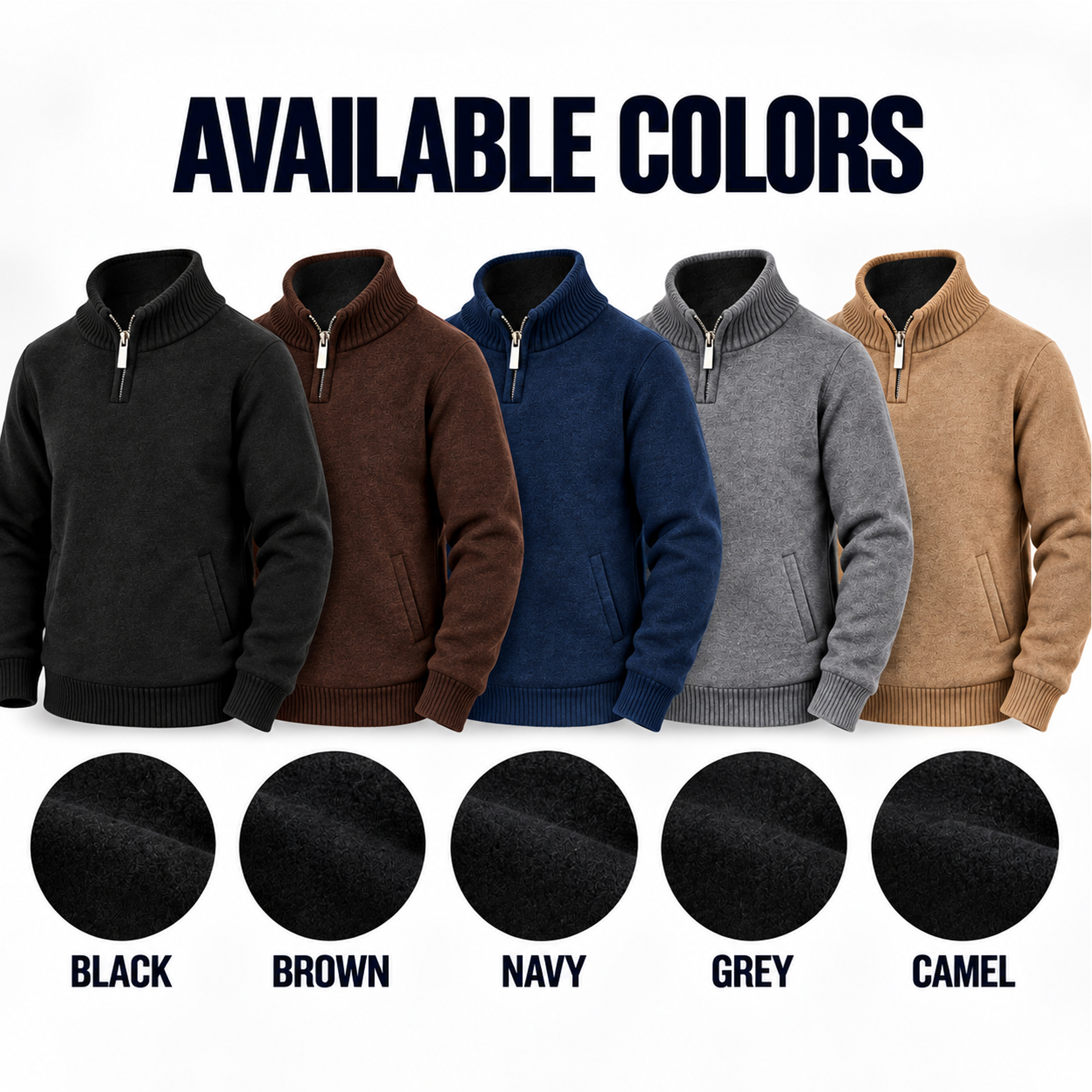 3Pk Mens Fleece Quarter Zip Sweaters - Gallery 24