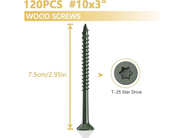 Deck Screws #10x3 120pc Green