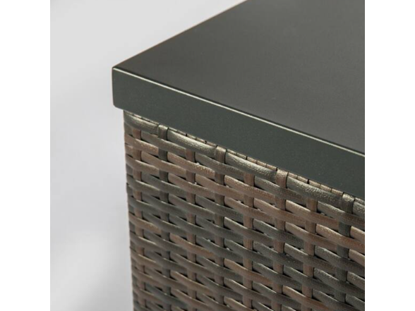 Brown Wicker Gas Fire Table + Glass Rocks