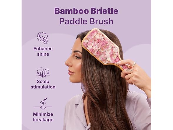 Goody Paddle Brush Pink Floral Bamboo Bristles