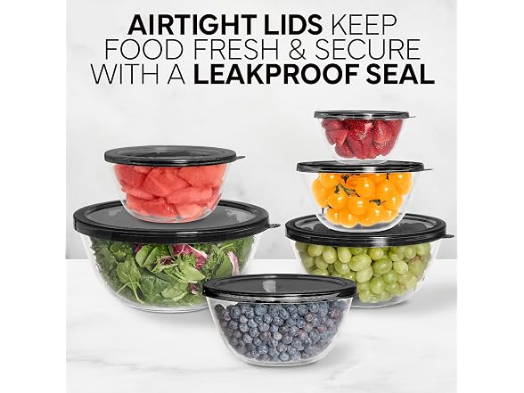 12 Pc Glass Mixing Bowl Set