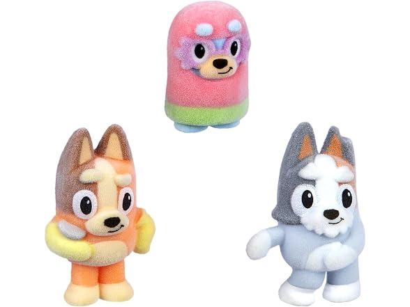 Bluey Fuzzies Episode Pack: Grannies, 3 Flocked Mini-Figures