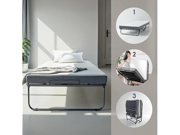 Nestl Folding Bed with 5" Luxury Memory Foam Mattress
