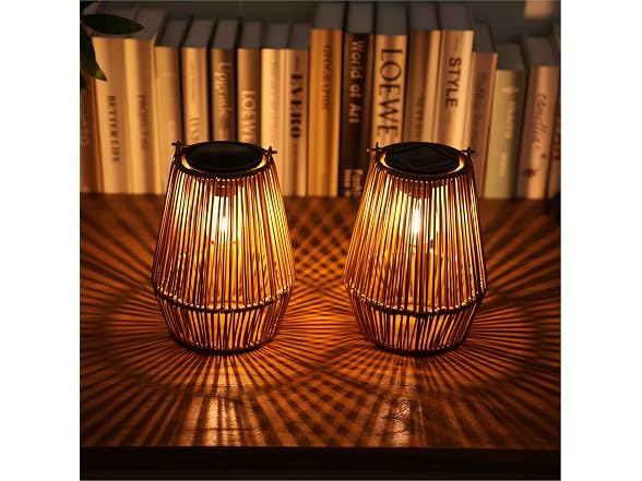 KagoLing Rattan Solar Lanterns 2Pk