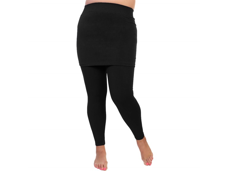 Angelina 021_BLACK_1_S-M Small - Medium Blend Mini Skirt Leggings, Regular and Queen Size Black (1 Pack)