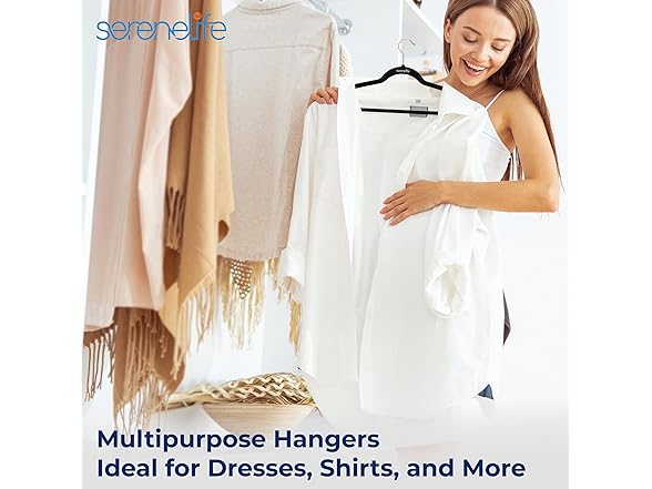 SereneLife Velvet Hangers 100 Pack Black