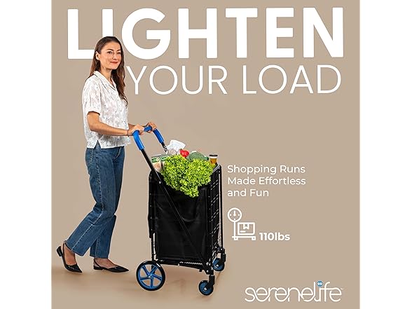 SereneLife Shopping Cart Blue