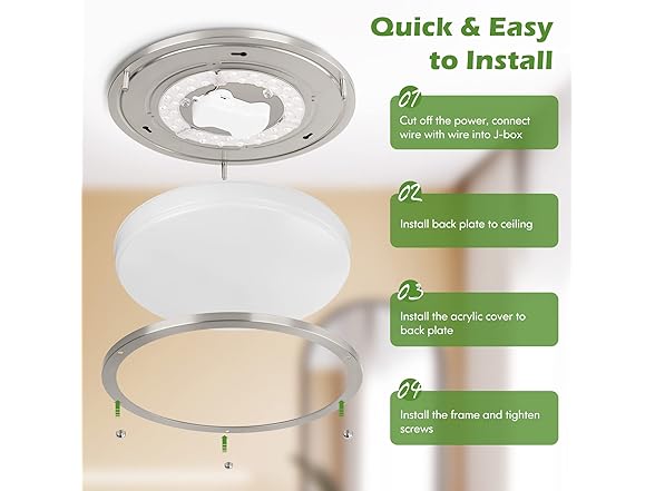 GoBright 4Pk 12" LED Ceiling Light, Nickel