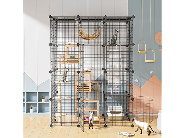 PAWING Cat Crate Playpen with Platform