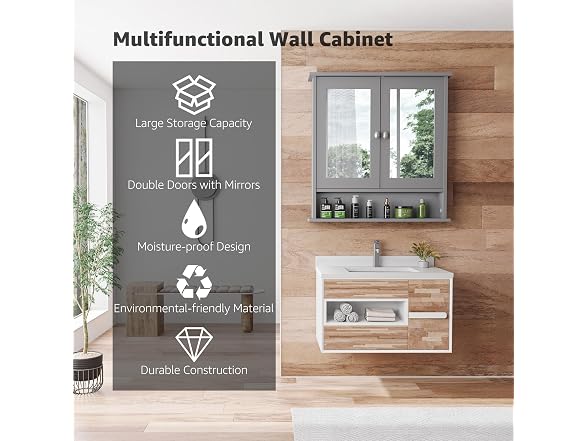 Lifetime Home Modern Bath Wall Cabinet