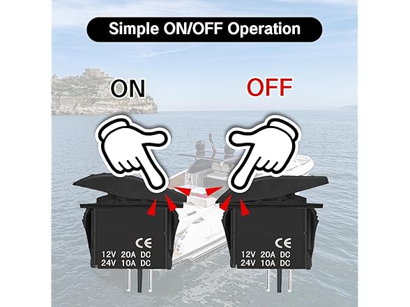 Rocker Switch 12V 20A Marine Waterproof