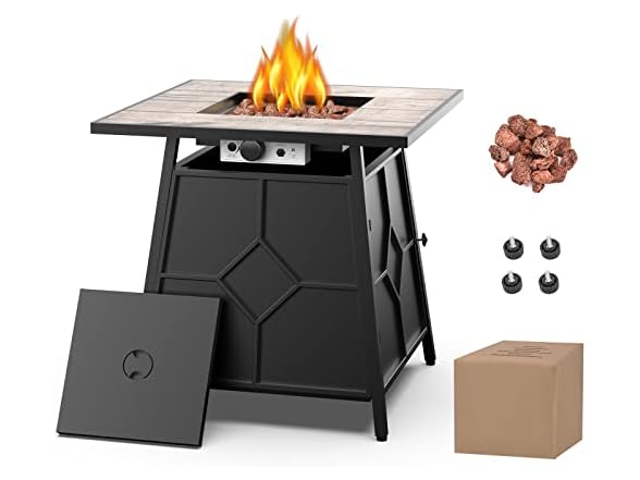 OTSUN 28'' Propane Fire Pit Table for Patio Outdoor