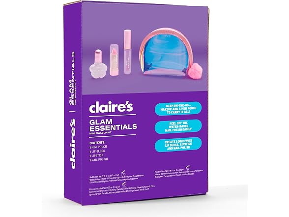 Claire s Glam Essentials Kids Makeup Kit 4 Piece